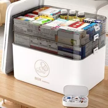 3-х уровневый портативный контейнер для хранения таблеток с ручкой, большой вместимостью, несколько отделений, многоцелевая медицина белый