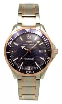 3 Hand Date Watch 10 ATM Water Resistant T9B98PN Silver [Technos] Men s синий