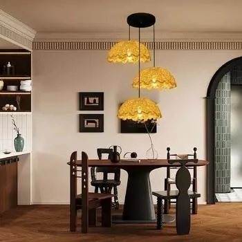 3 Heads Bamboo Rattan Wicker Pendant Lamp Modern Bamboo Art Home Decor Bamboo Lamp Shade Lighting Chandelier Indoor LED No Bulb