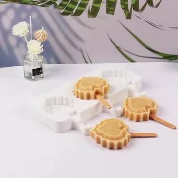 3-Heart Ice Cream Shaped Silicone Mold Cake Decoration Mousse Mould Food Grade Wholesale & Retail белый