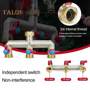 3-ходовой садовый шланговый разветвитель, никелированный латунный кран-коллектор, 3/4-дюймовый морозостойкий уличный шланговый патрубок-адаптер для садов, дворов, ферм A чёрный