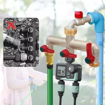 3-ходовой садовый шланговый разветвитель, никелированный латунный кран-коллектор, 3/4-дюймовый морозостойкий уличный шланговый патрубок-адаптер для садов, дворов, ферм A чёрный