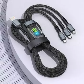 3-In-1 100W Fast Charging Usb To Type-C Micro Fast Charger Cable For Iphone 15 Samsung Xiaomi Huawei
