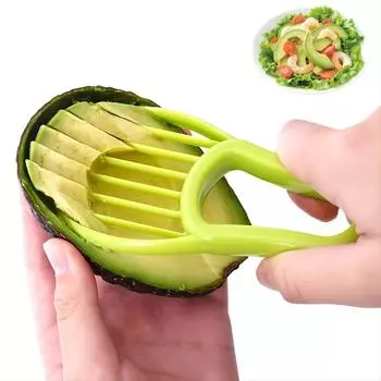 3-in-1 Avocado Slicer Effortless Pulp Separator Shea Corer Butter Fruit Peeler Cutter Multifunction Plastic Knife Vegetable Tool зелёный