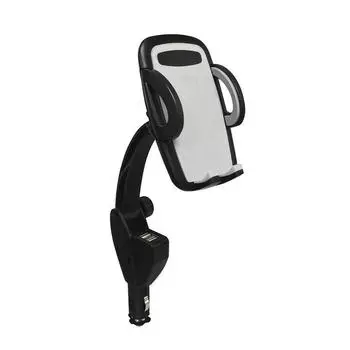 3-in-1 Car Mount Cigarette Lighter Rotatable Phone Holder with Dual USB Ports CSL88