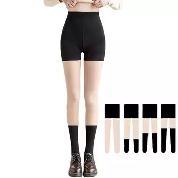 3 in 1 Compression Fake High Fake Over Knee No Brushed Cold One Piece Beautiful Stretchy Three Quarter Socks 3 in 1 Integrated to Applicable to