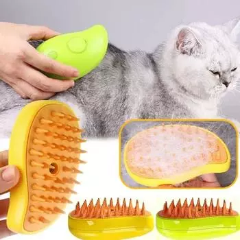 3 in 1 Dog Steam Brush Electric Spray Cat Hair Brush Comb Massage Pet Grooming Remove Tangles and Loose Hair Supplies Steamy зелёный