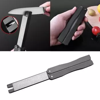 3 в 1 складная двухсторонняя точилка для заточки ножей, карманный точильный камень, портативная точилка для кухонных ножей