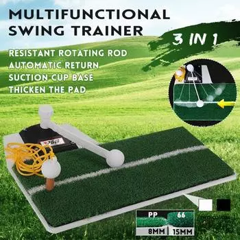 3 In 1 Golfball Mat Training Hitting Swing Pad Practice Grass Mat Indoor Outdoor pp grass чёрный