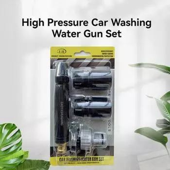 3-in-1 High-Pressure Nozzle Kit - Direct Spray Gun for Home Car Wash and Garden Watering, Versatile Brass Alloy Quick Connector чёрный