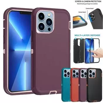 3 в 1 гибридный сверхпрочный бронированный чехол для iPhone 16 Pro Max 15 14 13 12 11 противоударный чехол для iPhone 7 8 Plus X XS Max XR Otter Case Box Cover For iPhone 7 8