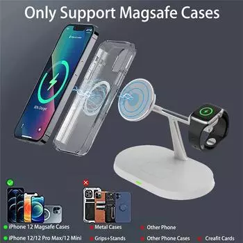 3 in 1 Magnetic Wireless Charger Stand For Macsafe iPhone 14 13 12 Pro Max Airpods Apple Watch 8 7 6 15W Fast Charging Station