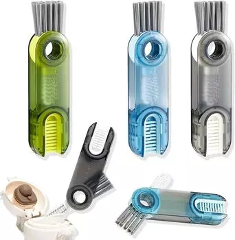 3 in 1 Multipurpose Cleaning Brush Multipurpose Bottle Gap Corner Cleaner Brush Magic Water Bottle Cup Lid Detail Cleaner Tools темно-серого