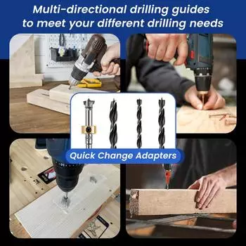 3 In 1 Pocket Hole Jig Kit Adjustable Woodworking Wood Dowel Punch Locator 6/8/10/15mm Dowel Drilling Template