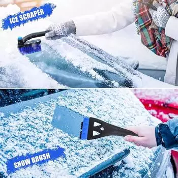 3 In 1 Retractable Car Snow Shovel Ice Scraper Durable ABS Non-Electric Perfect For Winter Defrosting Snow Removal Cars Scraping синий