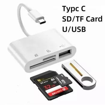 3 в 1 USB-конвертеры типа C в SD/TF для телефона, планшета, адаптера Typc C USB для OTG, цифровых кабелей Huawei Xiaomi Android