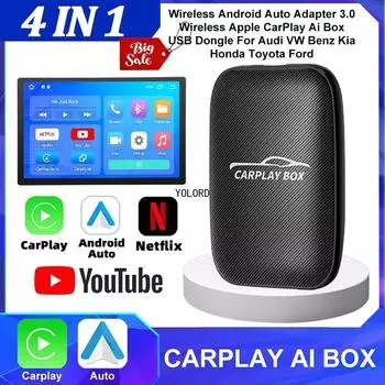 3 in 1 Universal Wired To Wireless Android Auto CarPlay Adapter tv box Car Streaming Plug and Play Car Accessories