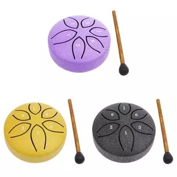 3-дюймовый 6-нотный стальной язычковый барабан Handpan Drum для йоги и медитации (фиолетовый)