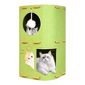 3 из Ни Многофункциональный Кот Кот Питомец Войлок Кот с Игрой для Кошек Развлечение для Кошек Царапание Когтями Стильный Кот Стресс Идеально для Дома Разного Размера, Дом,