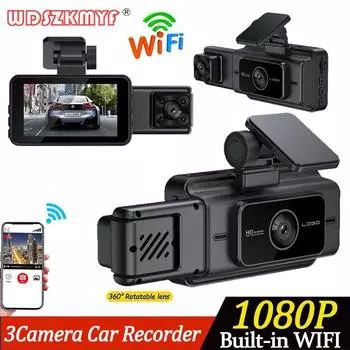 3 камеры Автомобильный видеорегистратор Видеорегистратор для автомобилей Камера 1080P WIFI APP Видеорегистратор Камера заднего вида для автомобиля Ночное видение Автомобильный аксессуар NONE