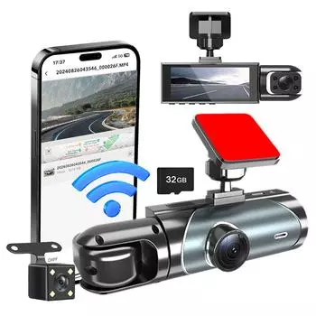 3 камеры видеорегистратор для автомобиля HD 1080P видеорегистратор WIFI автомобильный видеорегистратор передняя камера заднего вида ночное видение приложение управление парковочный монитор 32G
