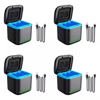 3-канальное зарядное устройство с кабелем Type C, 2 слота SD для GoPro Hero 12/11/10/9