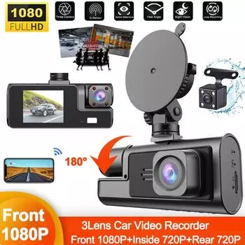 3-канальный 1080P видеорегистратор для автомобилей WIFI видеорегистратор передняя и задняя камера для автомобиля ночное видение черный ящик автомобильный аксессуар NONE