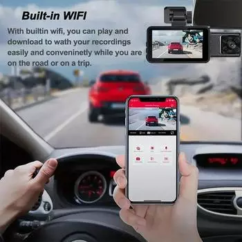 3-канальный автомобильный видеорегистратор 1080P WIFI Dash Cam для автомобилей Видеорегистратор Камера заднего вида для автомобиля Ночное видение Черный ящик для автомобиля Assecories NONE