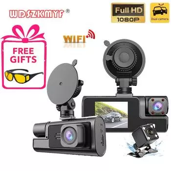 3-канальный видеорегистратор для автомобилей DVR 1080P Автомобильный регистратор WIFI Камера заднего вида для автомобиля G-Sensor Black Box Car Assecories NONE