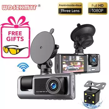 3-канальный видеорегистратор для автомобилей DVR портативный автомобильный 1080P 2-дюймовый видеорегистратор WIFI камера заднего вида G-сенсор черный ящик автомобильные аксессуары NONE