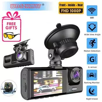 3-канальный видеорегистратор для автомобилей DVR портативный автомобильный видеорегистратор 1080P WIFI камера заднего вида для транспортного средства черный ящик автомобильные аксессуары NONE