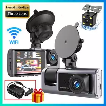 3-канальный WIFI APP Dash Cam для автомобилей, видеорегистратор, автомобильный видеорегистратор, камера заднего вида для автомобильного видеорегистратора, черный ящик, автомобильные аксессуары NONE