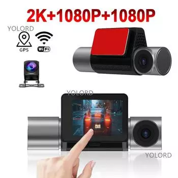 3-канальный WIFI GPS 2.5K 2K 1440P Автомобильный видеорегистратор с двойной 1080P камерой для видеорегистратора спереди в салоне AHD для заднего вида, видеорегистратор для вождения такси 0GB чёрный