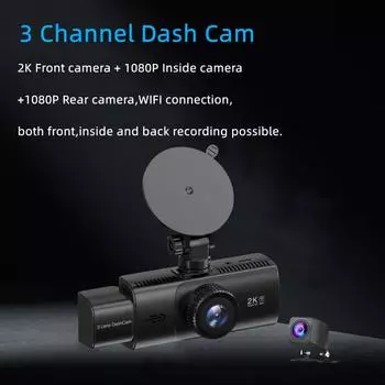 3-канальный WiFi GPS Dash Cam Car DVR Black Box 2K Видеорегистратор Передняя Внутренняя Камера Заднего Вида Автомобильные Аксессуары none
