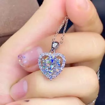 3 карата Восемь сердец и восемь стрел, покрытый Pt950 имитацией высокоуглеродистого бриллианта, кулон в форме сердца с бриллиантами для женщин