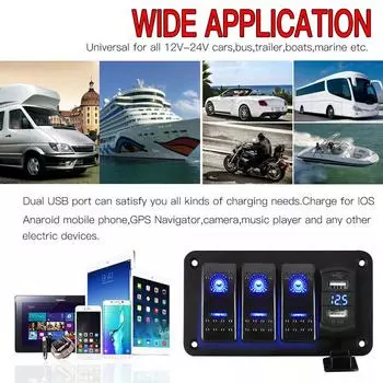 3-клавишная панель переключателей 12/24 В, водонепроницаемая панель переключателей для автомобиля со светодиодной подсветкой, защищенная для лодок, автофургонов, автомобилей, грузовиков, прицепов