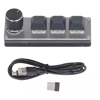 3-клавишная проводная USB-клавиатура 2,4G, беспроводная, с возможностью горячей замены, полностью программируемая клавиатура с ручкой