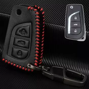 3 кнопки из искусственной кожи, пульт дистанционного управления, умный автомобильный брелок, чехол, защитный чехол для Toyota Auris Corolla Avensis Verso Yaris Aygo чёрный