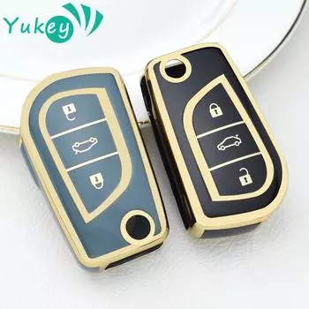 3 кнопки TPU автомобильный ключ чехол брелок для Toyota Auris Corolla Avensis Verso Yaris Aygo Scion TC IM Camry RAV4 Forturner чёрный