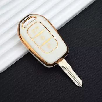 3 кнопки ТПУ пульт дистанционного ключа автомобиля чехол брелок для Renault Kwid Trafic символ для Dacia Sandero Logan Duster 2016 2017 2018 аксессуары Key Case белый