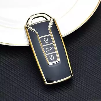3-кнопочный автомобильный чехол без ключа из ТПУ для Volkswagen Touareg 2018 2019 2020 2021, чехол для ключей, брелки, аксессуары для защиты Funda Llave Gold key case белый