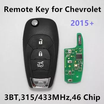 3-кнопочный автомобильный ключ 315 МГц/433 МГц для CHEVROLET Malibu Cruze Aveo Spark Volt Equinox Sonic Camaro/315/433 МГц/ID46/HU100 3 Buttons 315Mhz
