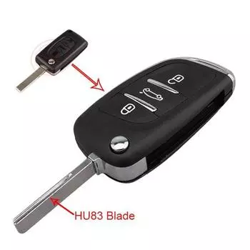 3-кнопочный дистанционный брелок для ключей от автомобиля, чехол с необрезанным лезвием HU83 для Peugeot