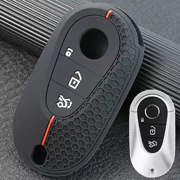 3-кнопочный силиконовый чехол для ключей, держатель для Mercedes Benz EGA Class W223 C EQS580 S350 EQS Maybach S 2020 2021 2022 чёрный