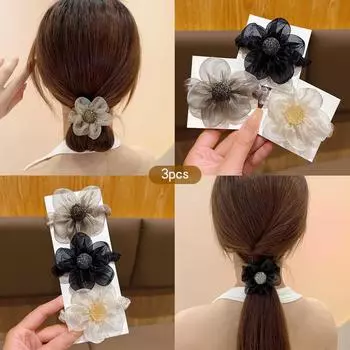 3 кольца для волос с цветами корейская версия сладкий ветер резинка аксессуар для волос подходит для ежедневного использования головной убор
