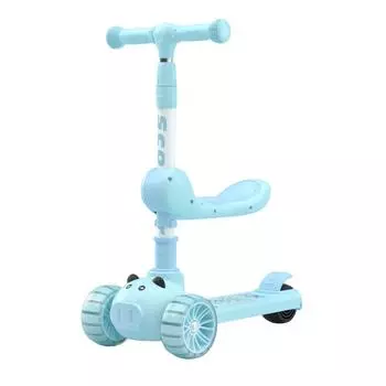 3-колесный самокат с регулируемой высотой и музыкальным светом, складной самокат для детей, мальчиков и девочек, синий синий