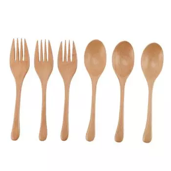 3 комплекта деревянной вилки и ложки, набор столовых приборов из японского бука для семейного ужина