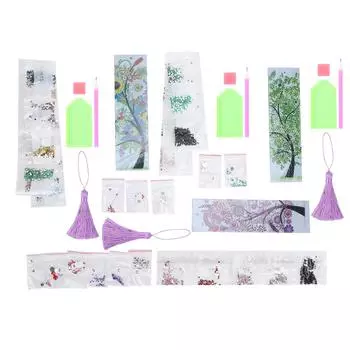 3 комплекта DIY Алмазная живопись Закладки Вышитые закладки Аксессуары с кисточкой