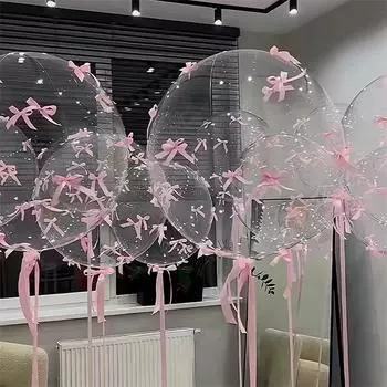 3 комплекта реквизита для фотосъемки на день рождения, воздушный шар, свадьба, вечеринка, прозрачное украшение из латекса, день святого валентина, розовый бант, помолвка