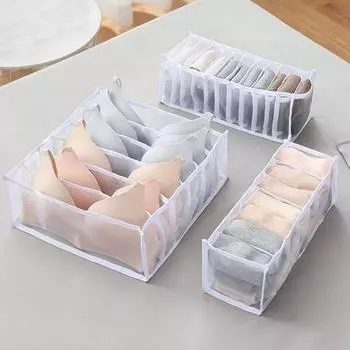 3 комплекта складных бюстгальтеров, органайзер для нижнего белья, органайзер для нижнего белья, разделитель ящиков, органайзер для хранения носков, галстуков, бюстгальтеров, отделения для хранения женского нижнего белья серый